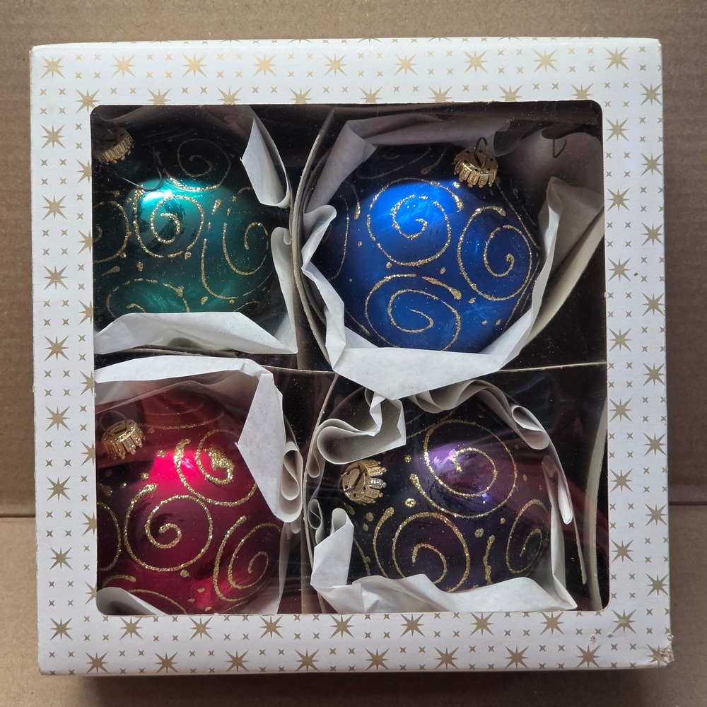 Vintage Christmas Ornaments Decorations Multicolor Excellent Vintage Poland 4pk